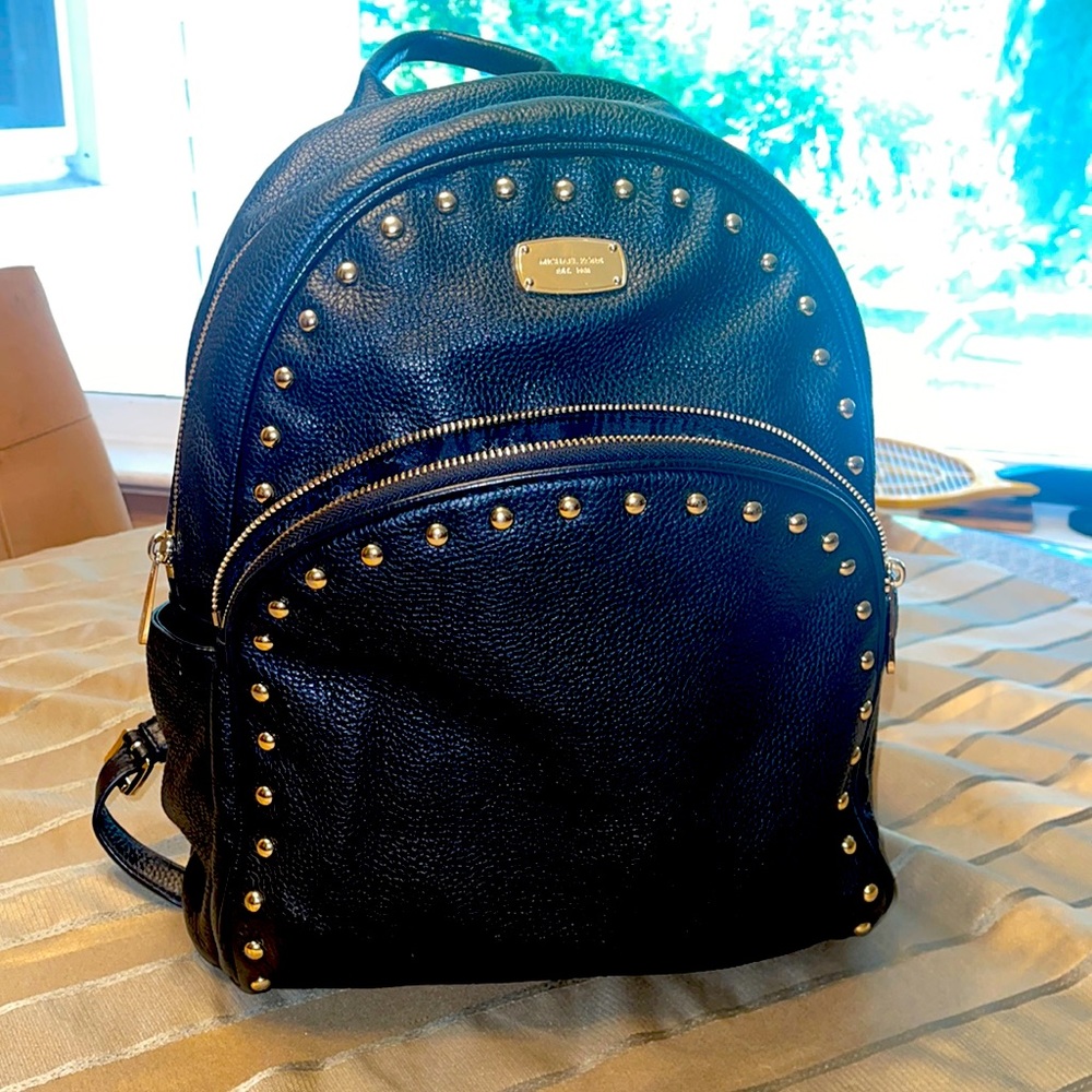 Michael Kors black leather backpack